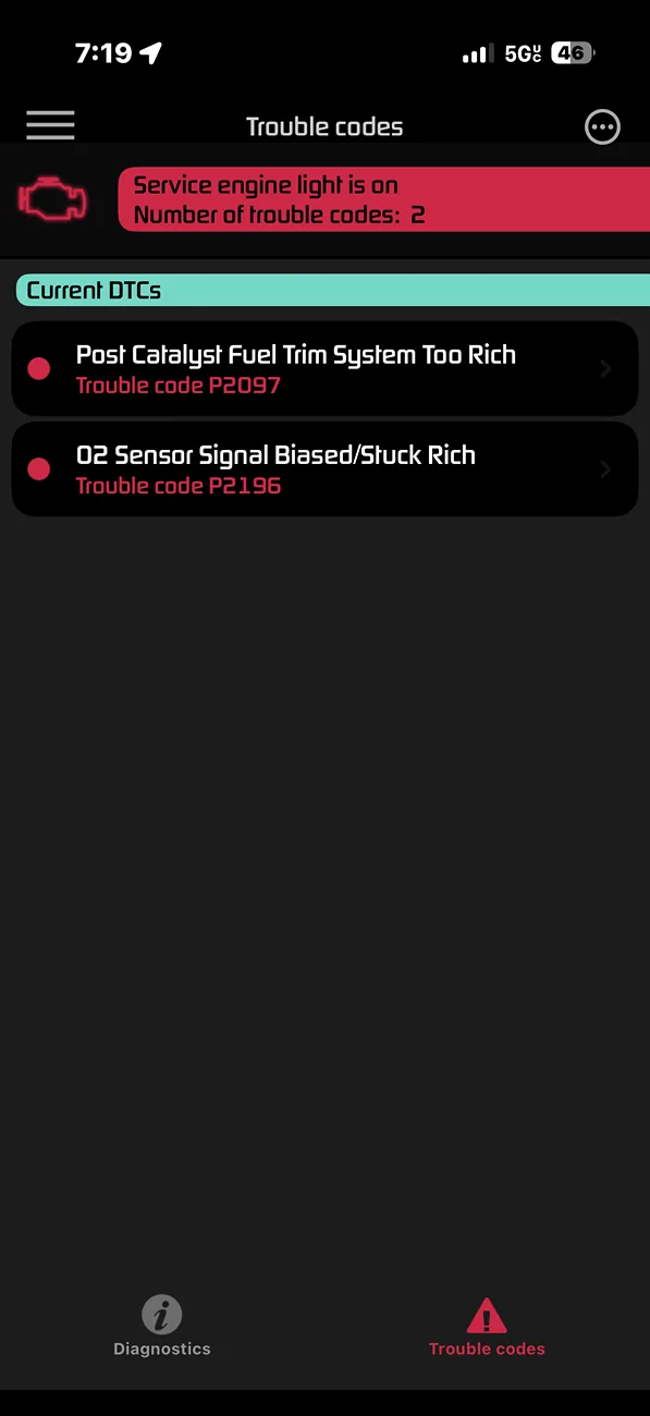 Acura Integra P2097 and P2196 codes won’t go away IMG_6581