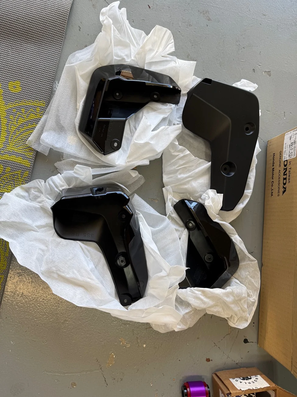 Acura Integra NIB Partout-Cobb intake and ap/oem mudflats/wunder pitch stop/artwork body shop IMG_1182