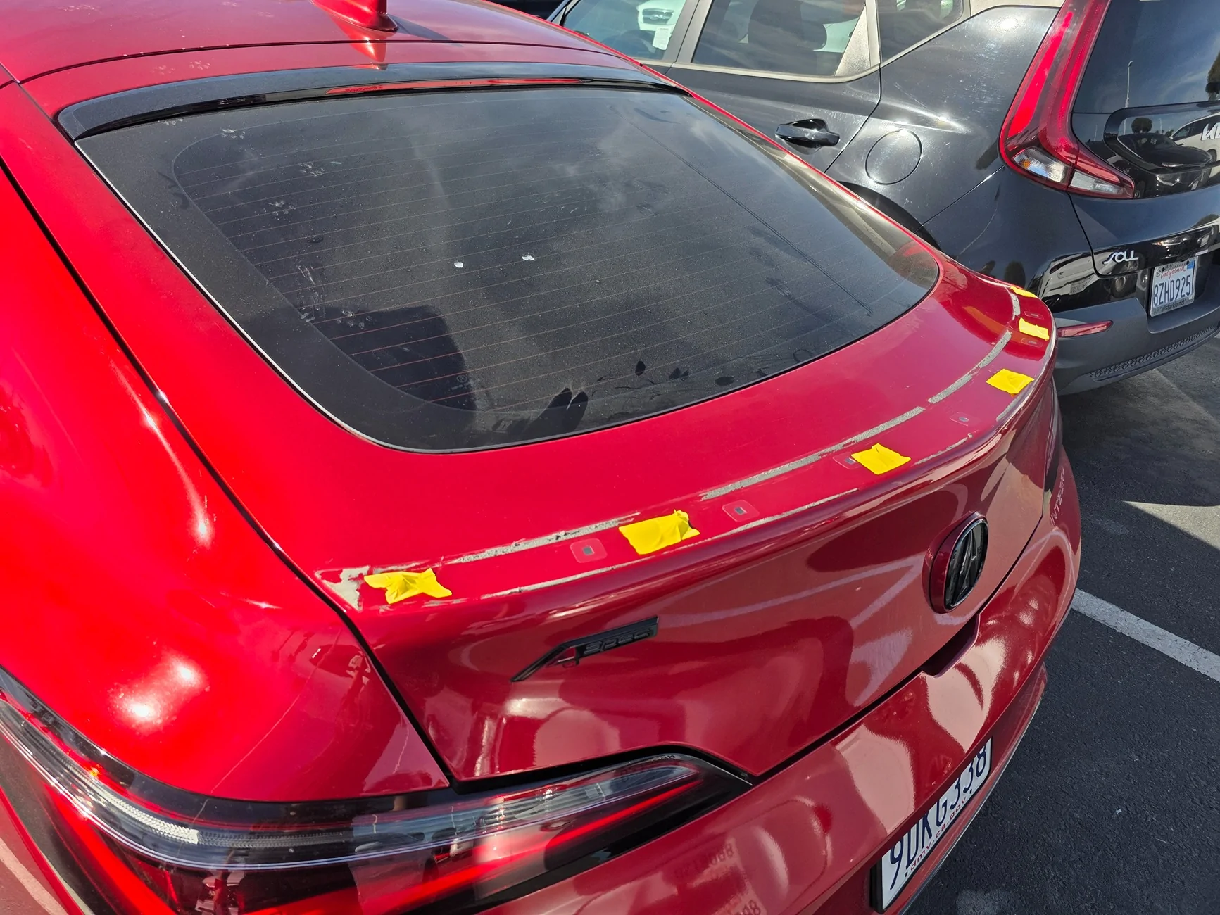 Acura Integra OEM Carbon spoiler peeling, decided to Paint Match 11402