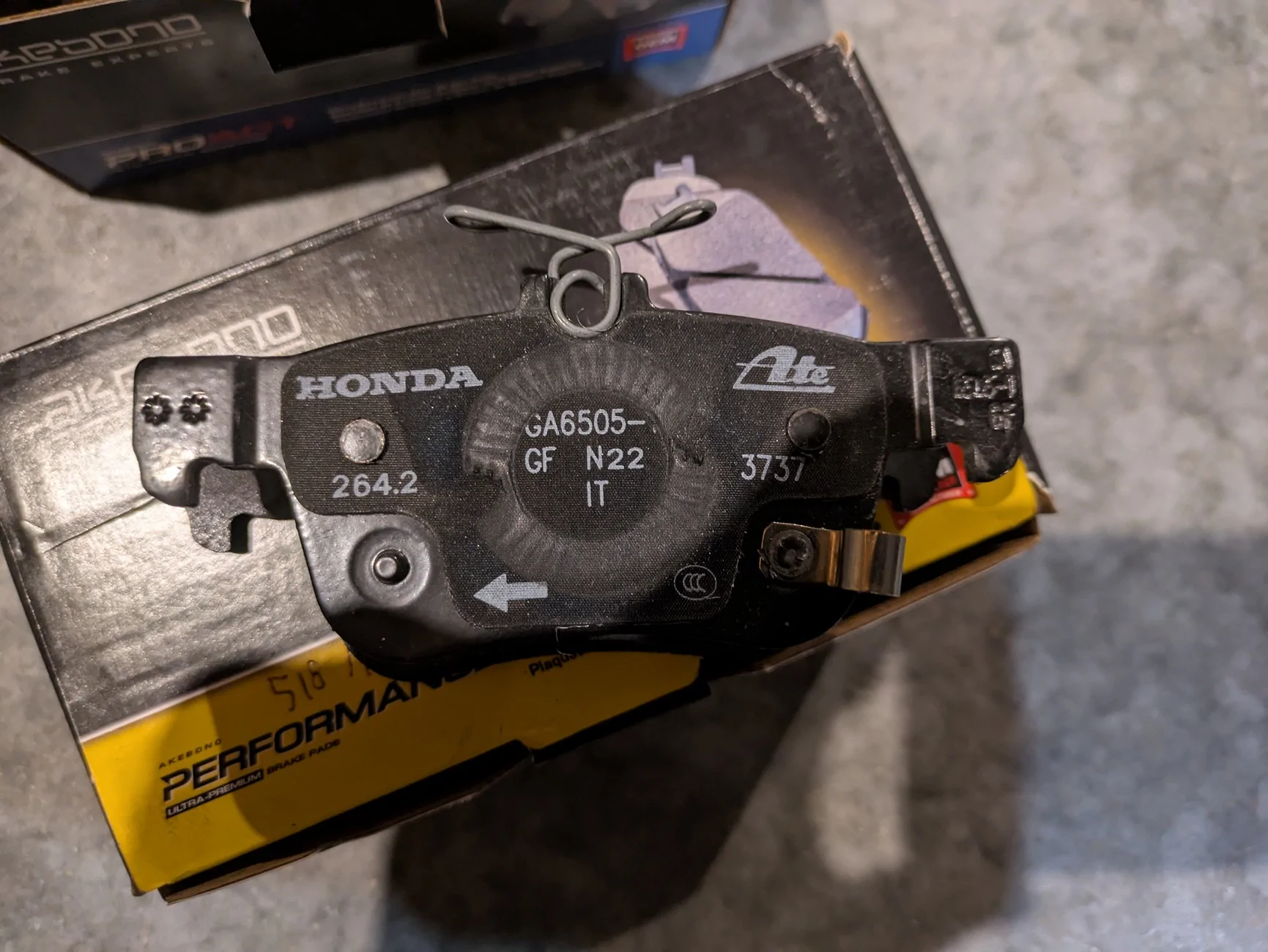 Acura Integra FS: OEM Type S Brake Pads new takeoffs PXL_20260218_005531831