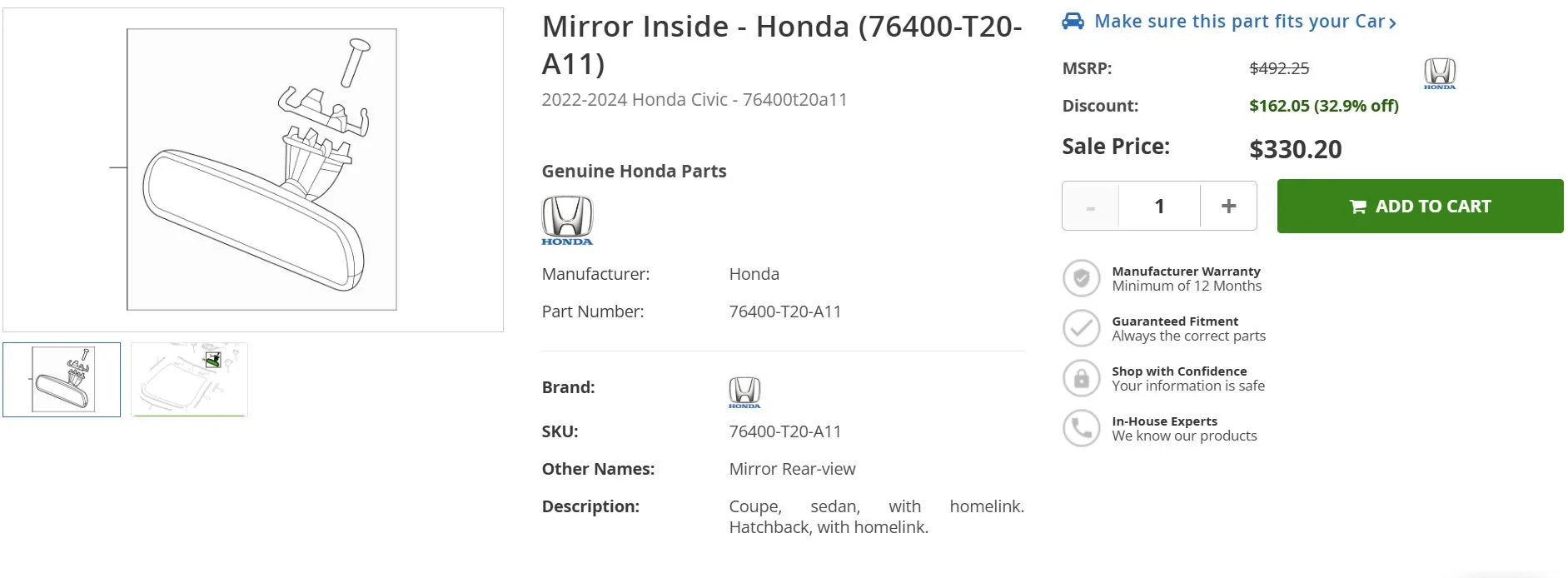 Acura Integra HOMELINK Mirror Inside_Civic