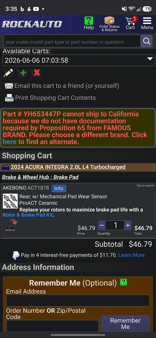 Acura Integra $6 Rear Rotors on RockAuto Screenshot_20260607_153503_Firefox Beta