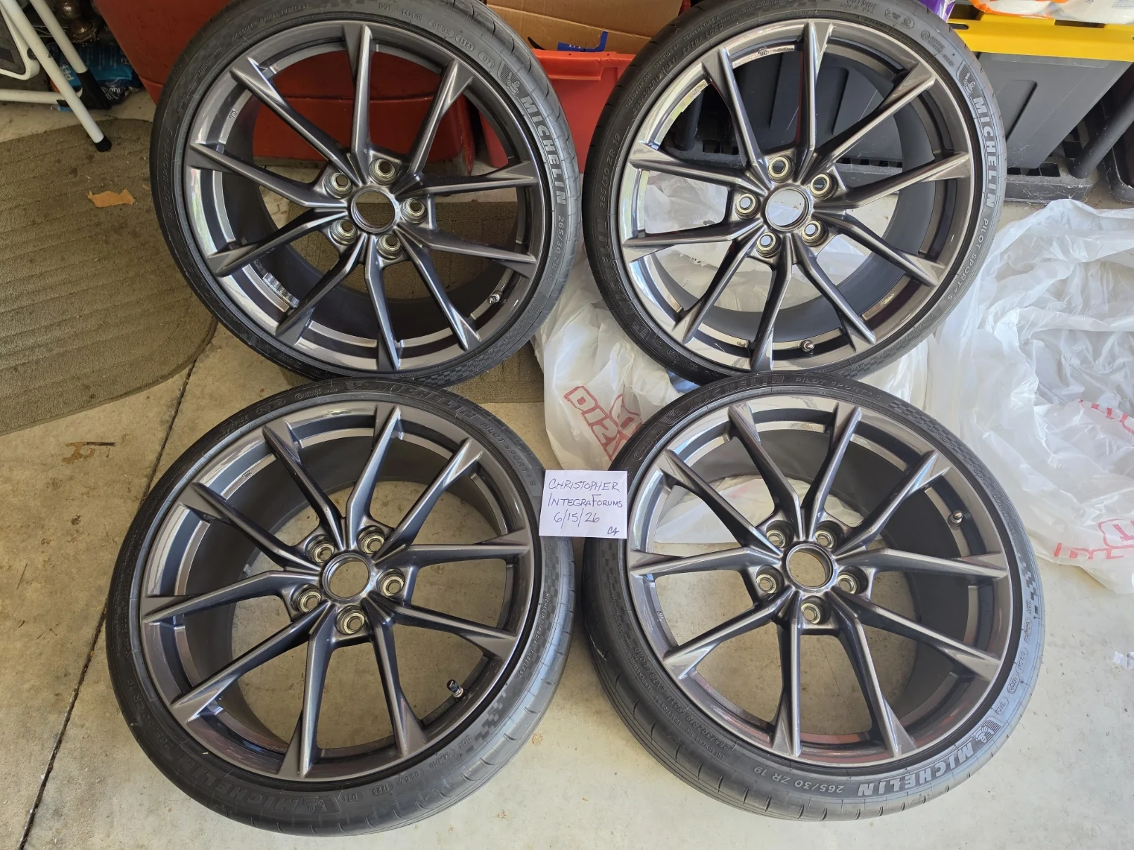 Acura Integra FS: OEM 19” Acura Integra Type S Wheels + Michelin PS4S + TPMS – Excellent Condition 001