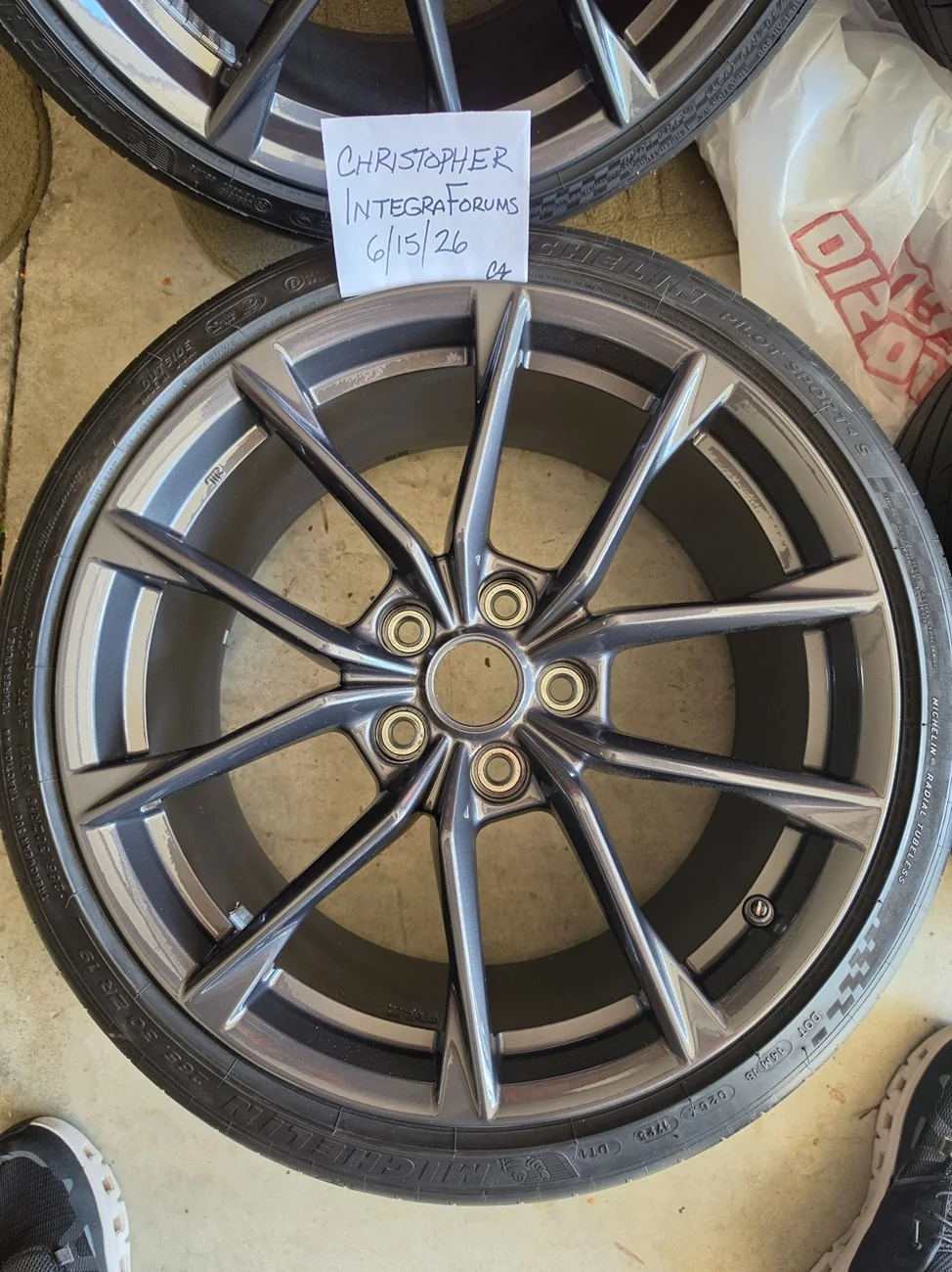 Acura Integra FS: OEM 19” Acura Integra Type S Wheels + Michelin PS4S + TPMS – Excellent Condition 002