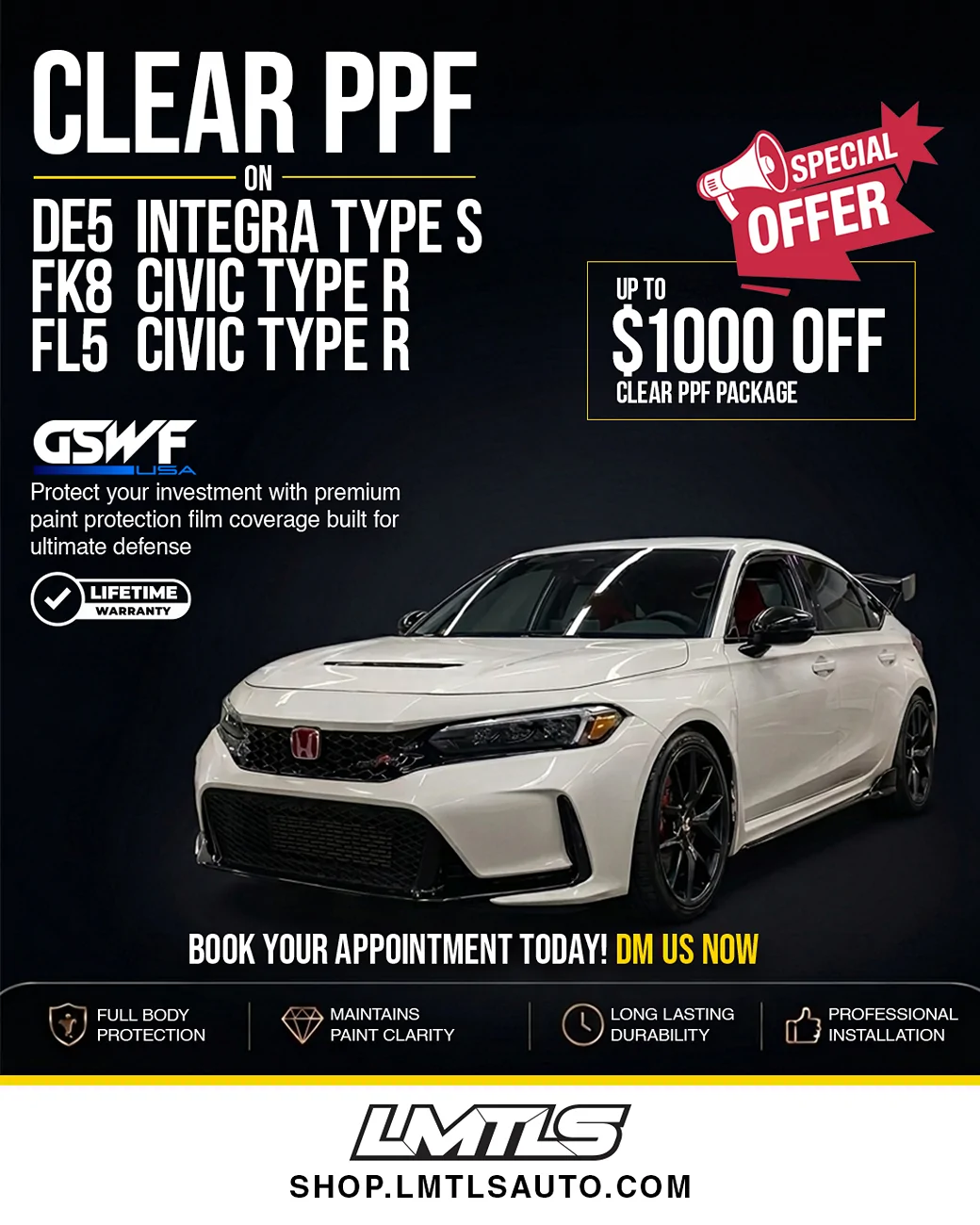 Acura Integra PPF Special Offer! (LMTLS Auto) PPF-Discount