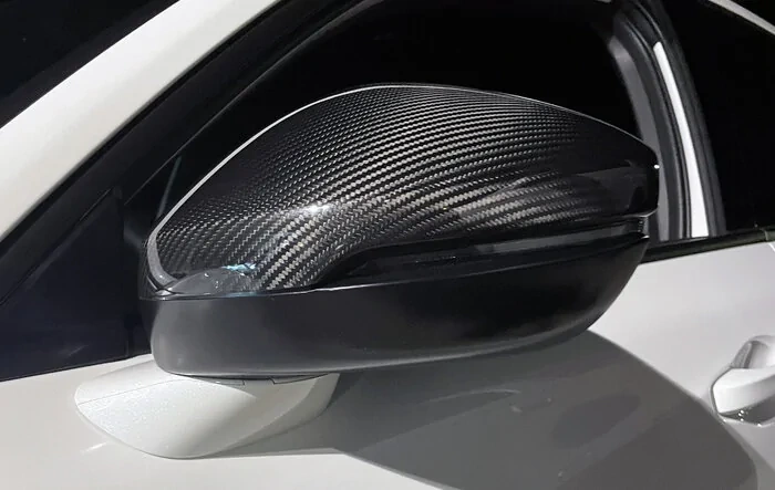 Carbon Fiber Mirror Caps - Installed on Type S