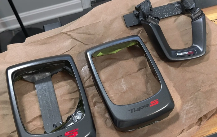 Painted steering wheel and shifter trim